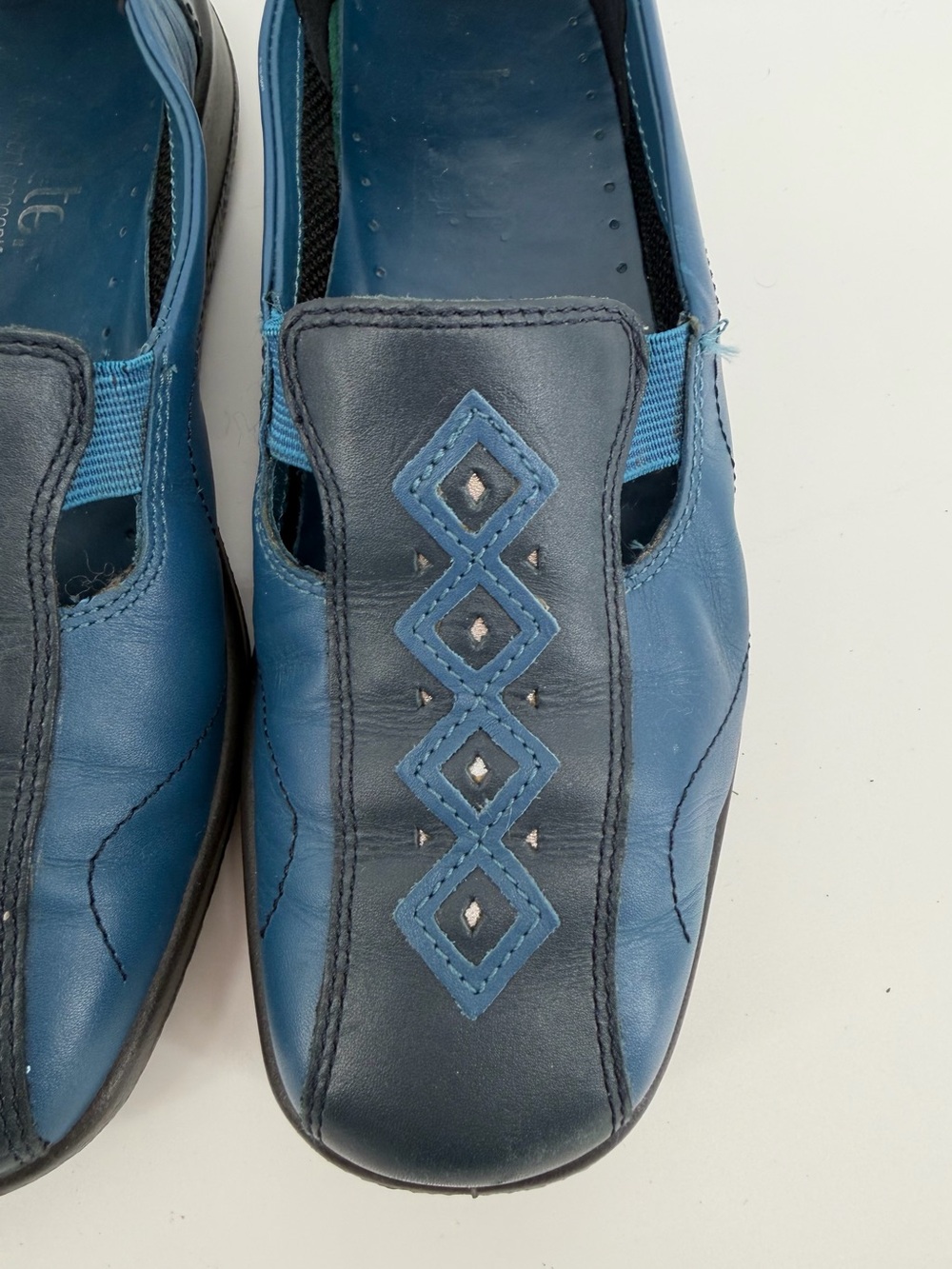 hotter Two-Tone Blue Leather Slip-On Loafers